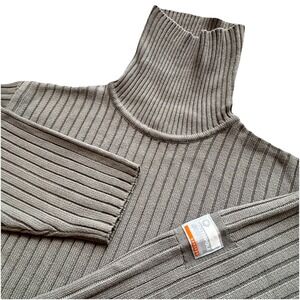 Vintage Southpole Knitted Ribbed Turtleneck Sweater Mens L GRAY Sleeve Logo
